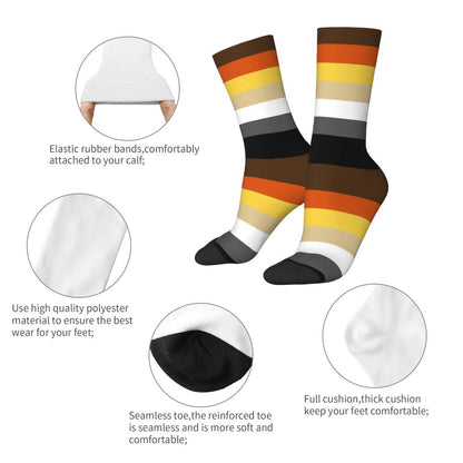 Gay Bear Paw Flag GLBT Mens Crew Socks Unisex Fun LGBT Lesbian Spring Summer Autumn Winter Dress Socks