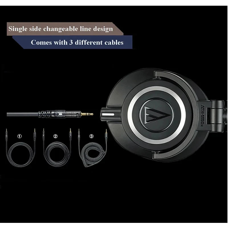 Original Audio Technica ATH M50X HIFI Earphones Professional Fully Enclosed Monitoring Headphones Foldable Music Game Headset