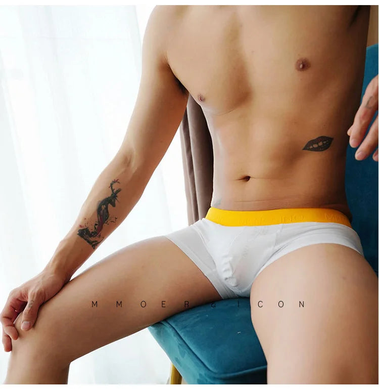 Men's underwear boxer shorts Pure cotton low waist sexy youth comfortable breathable U convex simple white boxer shorts