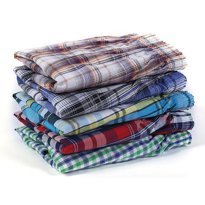 4PCS Mens 100% Cotton Casual Underwear Arrow Boxer Shorts for Men, Teens High-quality Plaid Boxer Shorts Loose and Comfortable At Home