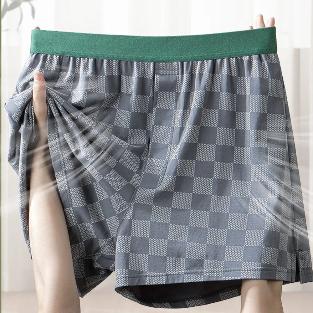 3 Pack High Quality Cotton Men's Plaid Boxer Trunks