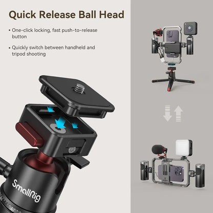 SmallRig All-in-One Video Kit Pro Universal Phone Cage Wireless Control Handles Power Bank Holder Quick-Release Table Tripod