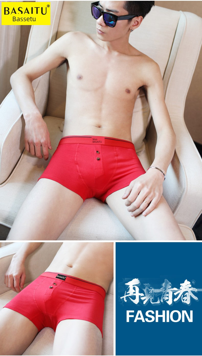 Open Crotch Cotton Youth Sexy Button Men's Underwear