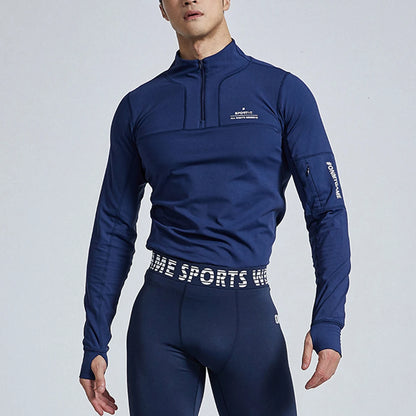 Men's Sports Fitness Long Sleeve Top Zipper neck Streetwear