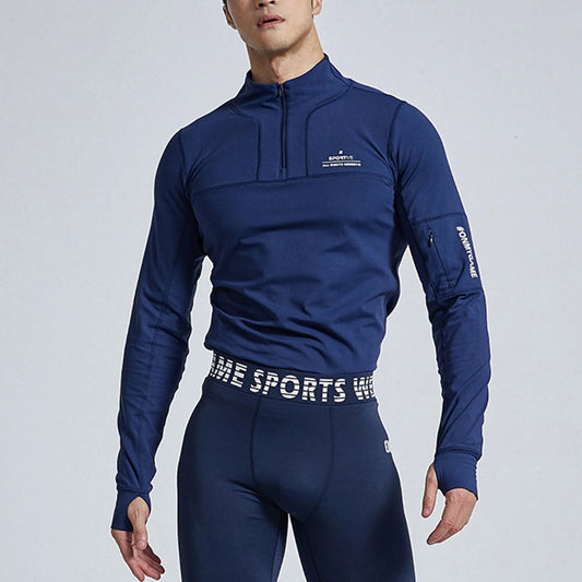 Men's Sports Fitness Long Sleeve Top Zipper neck Streetwear