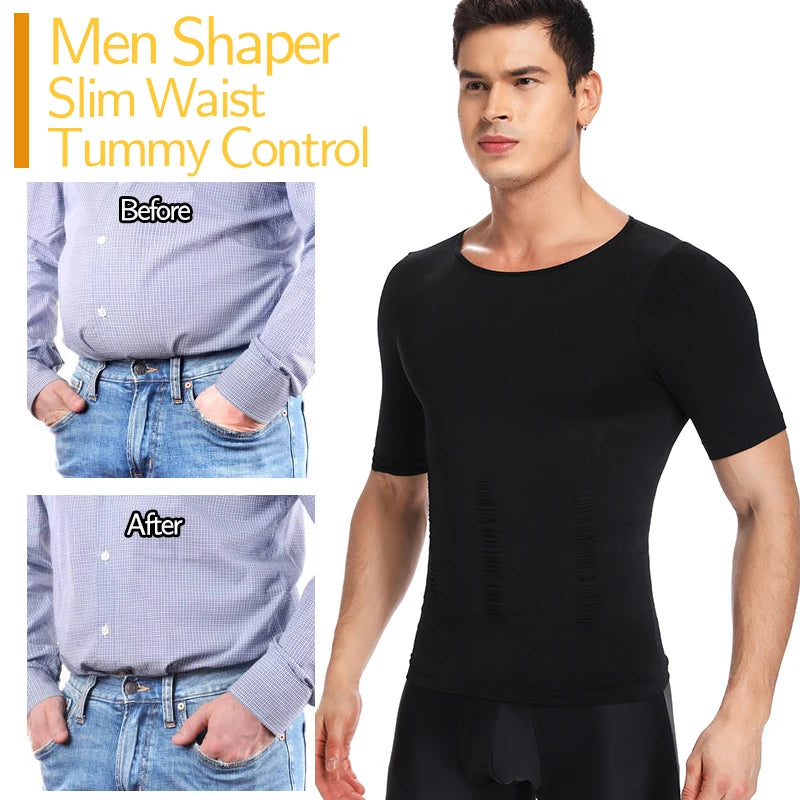 Men Body Shaper Slimming T Shirt Compression Shirts Gynecomastia Undershirt Waist Trainer Muscle Tank Tops Weight Loss Shapewear