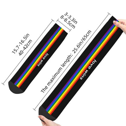 Love Wins Pride Stripe Men Women Crew Socks Unisex Funny 3D Print GLBT LGBT Gay Lesbian Pride Flag Dress Socks