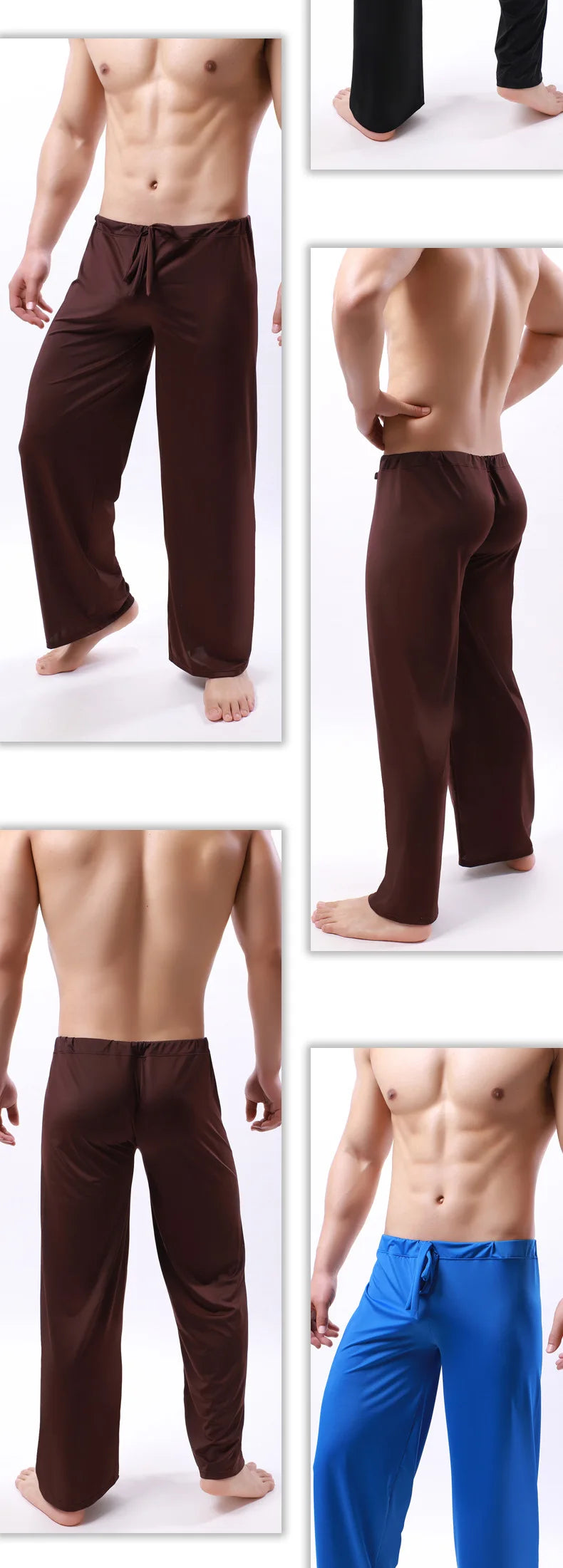 Ice Silk Men Pajama Pants Thin Long Pants Men See Through Sleeping Pants Bottoms Homewear Men Pyjamas Pajamas Home Pants