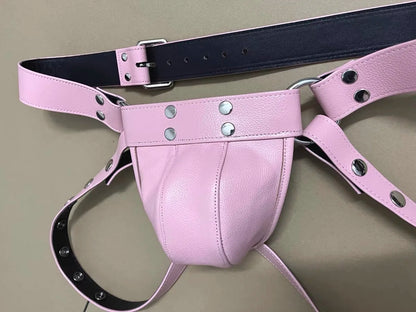 New Pink Sexy Hot super hot Harness Mens Gay fetish Leather Suspensorios sexual hombre cosplay Erotic lingerie Mujer sin sensura