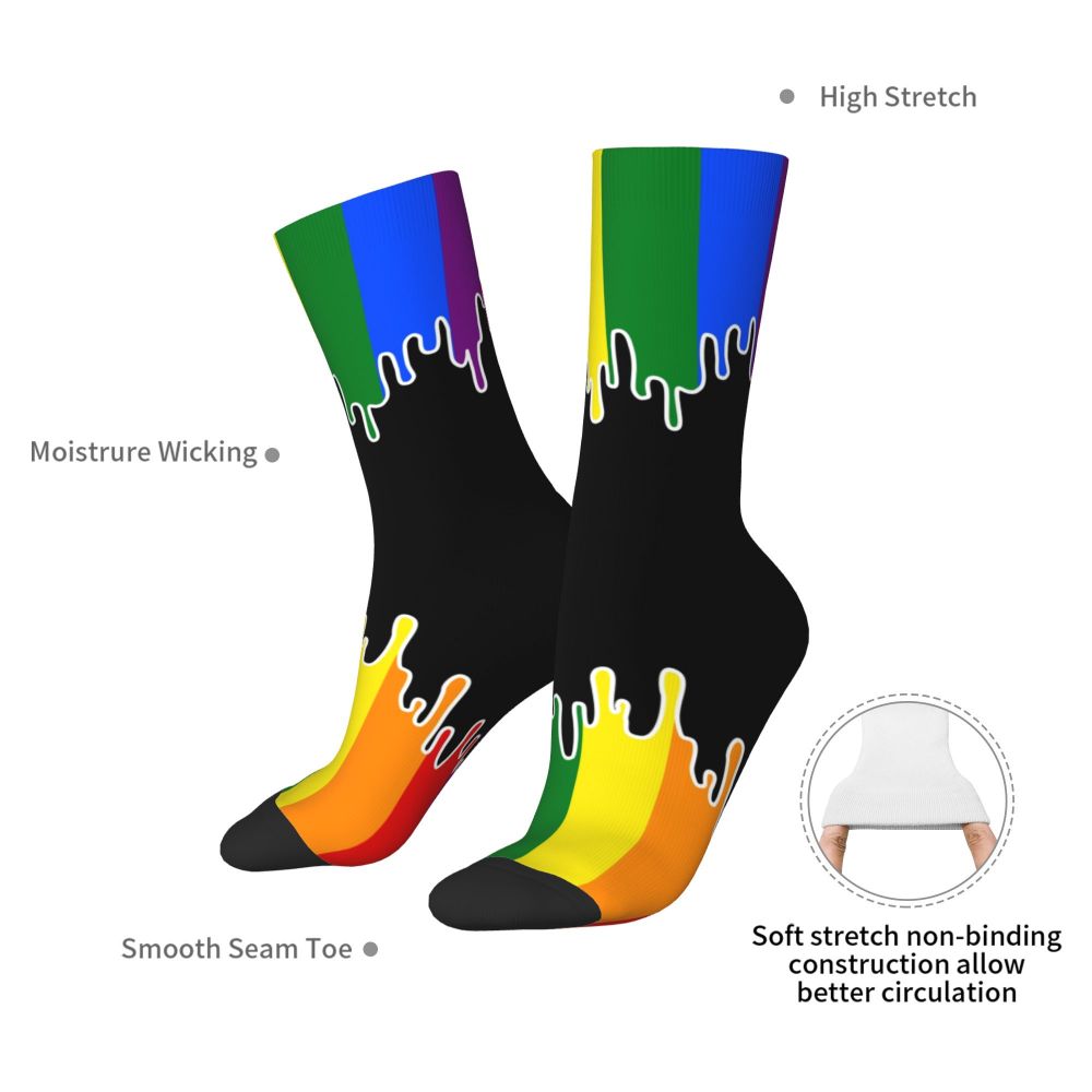 Gay Bear Paw Flag GLBT Mens Crew Socks Unisex Fun LGBT Lesbian Spring Summer Autumn Winter Dress Socks