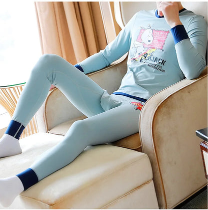 Men's Winter Warm Thermal Underwear Network Red Autumn Clothes Pants Thin Personalized Student Bottom Lingerie Youth Bottom Set