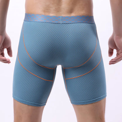 Mens Stretch Longshorts Middle Waist Underwear Solid Lengthening Wear Resistant Briefs Breathable Underpants Male