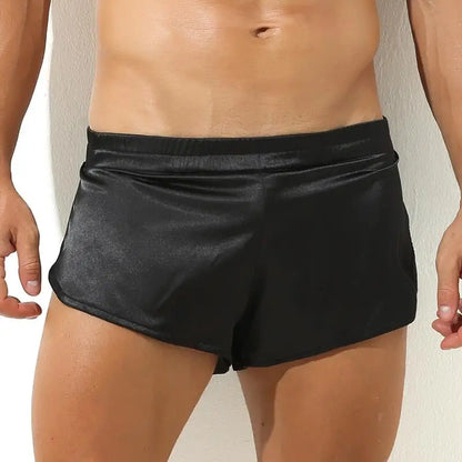 Sexy Men's Pajamas Bottoms Shorts Hide Jockstrap Underwear Men Loose Boxers Penis Bag Arrow Panties Soft Silky Men Sleep Bottoms