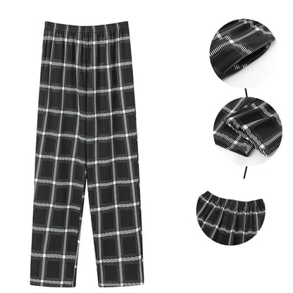 Mens Cotton Flannel Plaid Pajama Sleep Pants Lounge Bottoms Trousers Nightwear Comfort Men Winter Warm Long John