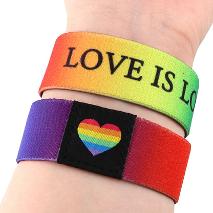 LGBT Pride Rainbow Strap Bracelet Wide Band Bangles Armband Gay Lesbians Stretch Wristband Bracelet Accessories Friendship Gifts