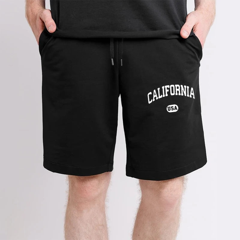 New Men's Summer California USA Letter Print Shorts Fashion Breathable Loose Five-Minute Shorts Sports Comfortable Casual Pants