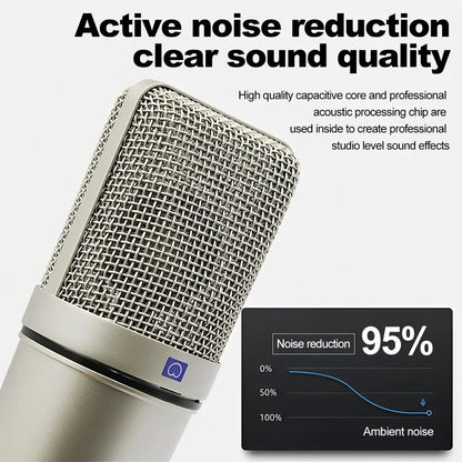 Professional Condenser Microphone Cardioid Studio Mic For Computer Gaming Recording Singing Podcast Sound Card For YouTube