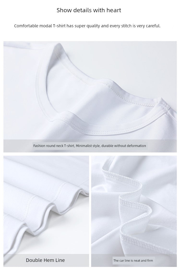 Leak-Picking Pure White Ice Silk Thin Quick-Drying Bottoming Short Sleeve