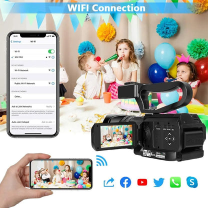 For Tiktok 4K Video Camcorder Live Streaming Camera For Youtube 64MP WIFI 18X Zoom Touch Screen Digital Camera Vlog Recorder