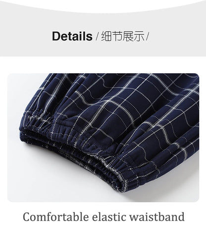 Casual Plaid Pants 4XL Sleepwear Men's Pajama Pants Spring Summer Cotton Trousers for Men Pajamas Male Comfortable Home PJ Pants