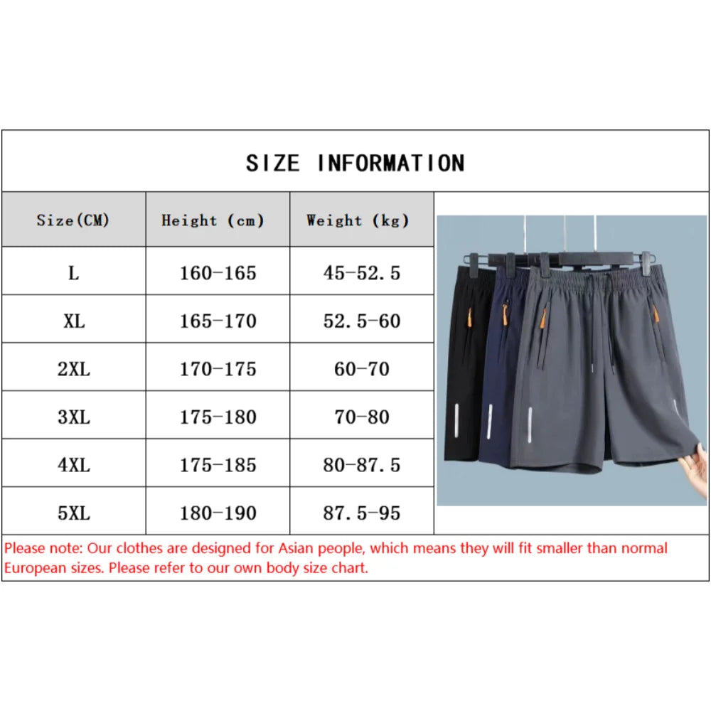 Ice Silk Shorts Quick Dry Breathable Men's Summer Thin Large Sport Running Sweat Wicking Hygroscopic Beach Casual Loose Capris