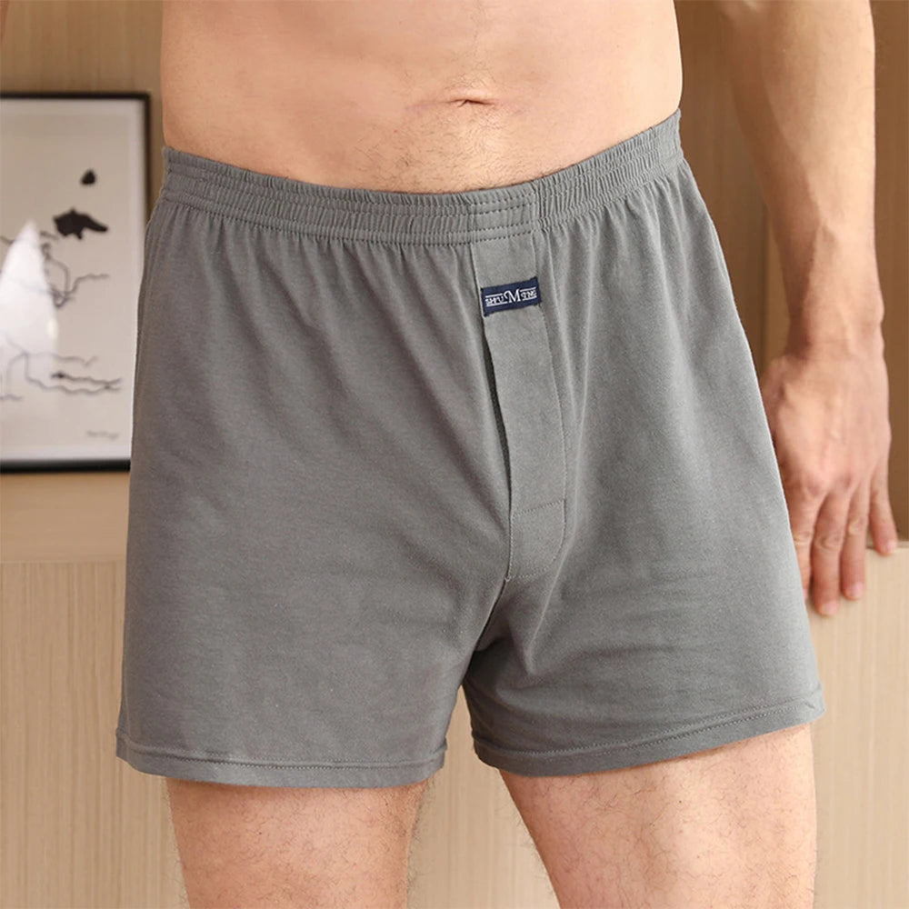 1pc Men's Cotton Solid Color Boxer Shorts High Waist Underwear Casual Loose Boxer Shorts Men Teens