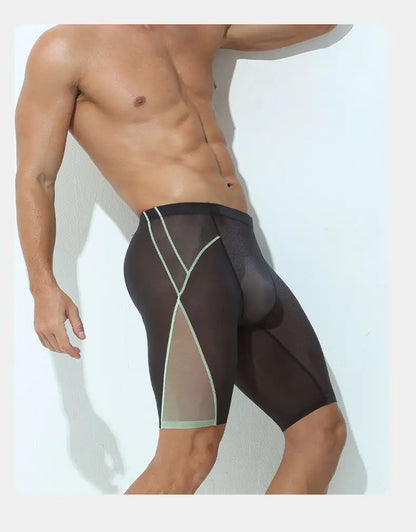 Sexy Sheer Men Elastic Underwears Sports Sexy See Through Ultra Thin Shorts Briefs