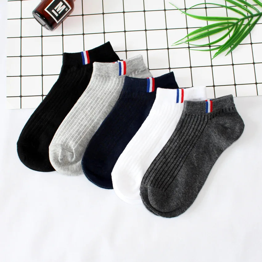 5/1Pairs Men Sports Boat Socks Spring Summer Cotton Sock Breathable Deodorant Short Sock Business Casual Ankle Sock Male Sox