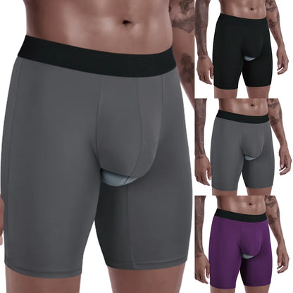 Men's Silk Separate Pouch Long Legs Underwear