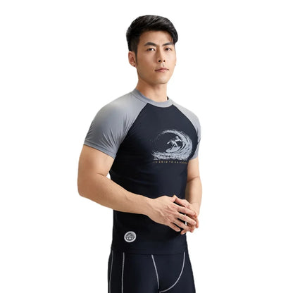 SABOLAY Men Elastic Short Sleeves Swimwear Rashguard Surf Diving Swimsuit Spearfishing Kitesurf Rash Guard Dry