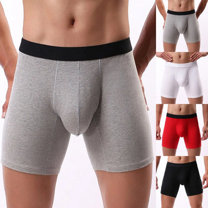 Men's Middle Leg Breathable Cotton Boxer Briefs