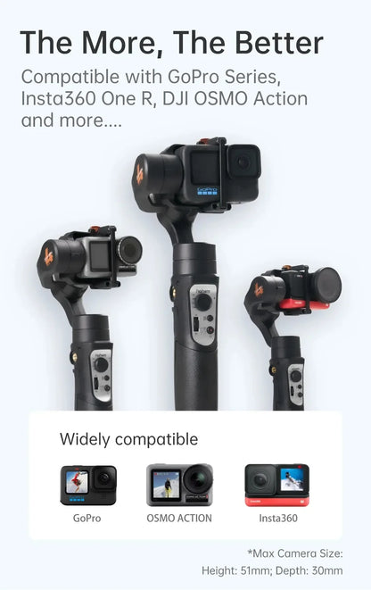 Handheld Professional Action Camera 3-Axis Gimbal Stabilizer Anti-Shake Wireless Control for GoPro Hero 12/11/10 OSMO Insta 360