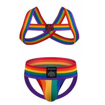 Body Bondage Men Sexy Harness Lingerie Belts Rainbow Pride Hollow Out Costume Men Jockstrap  Mens Thongs G Strings Gay Underwear