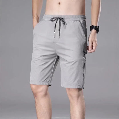 Summer Men Invisible Zipper Open Crotch Shorts Sports Casual Black Plus Size Loose Pants Trousers