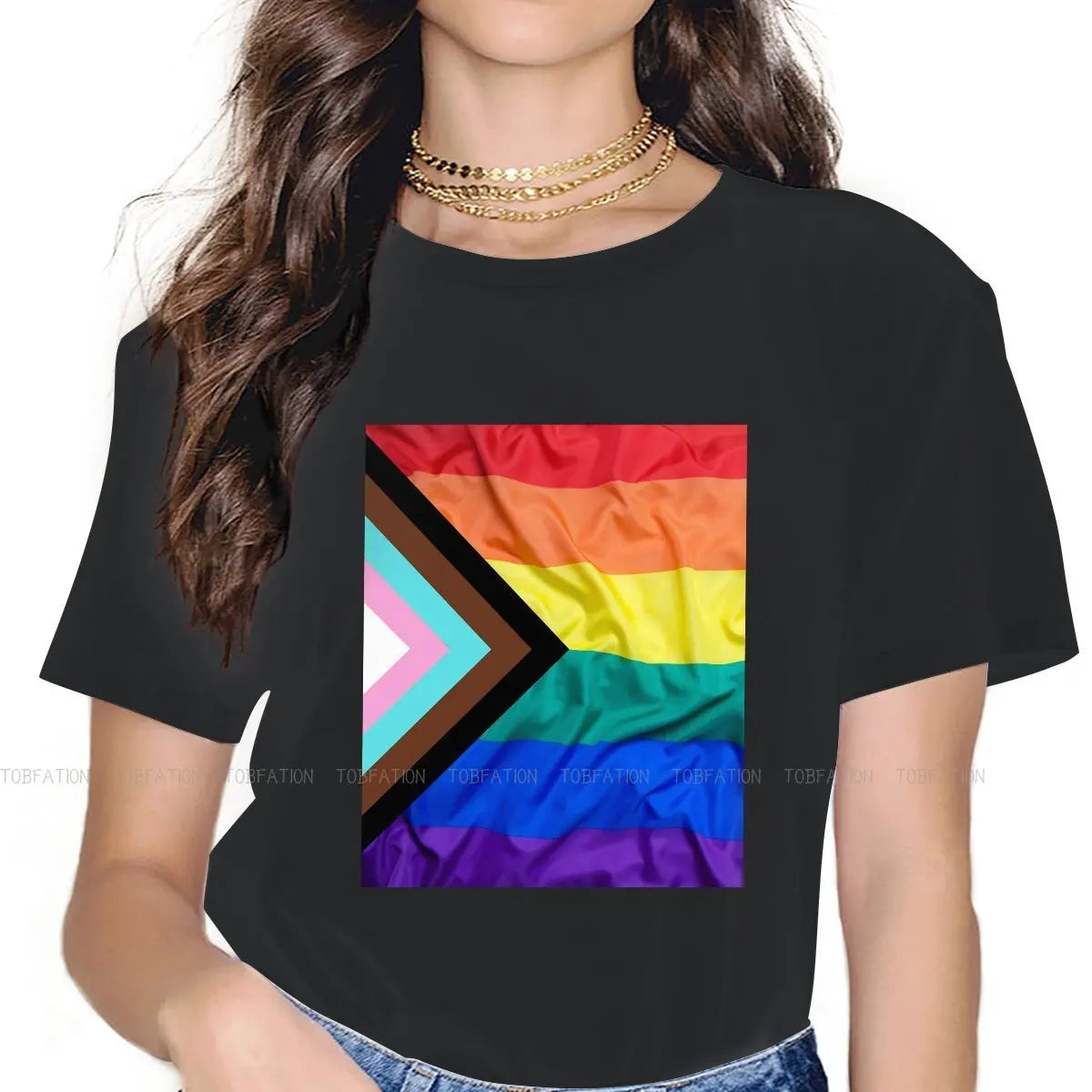 PROGRESS PRIDE FLAG LGBT NEW PRIDE FLAG RAINBOW EQUALITY Unique TShirt for Girl 4XL Creative Graphic T Shirt Hot Sale