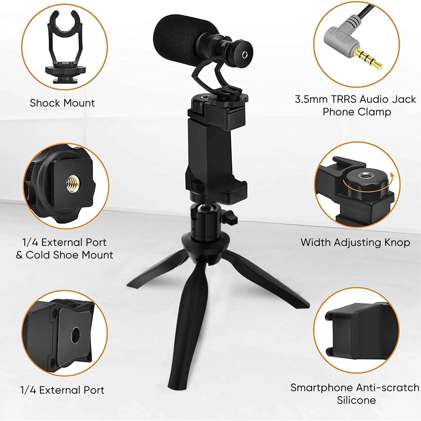 Comica CVM-VM10-K2 Smartphone Microphone Kit with Tripod, Shotgun Mic for iPhone and Android, Video Recording Equipment for Vlog