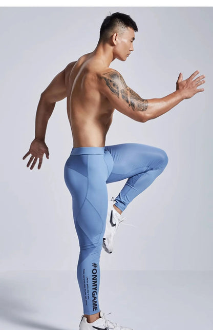 Blue Men's Tight Fitness Running Pants Leggings Plus Size Training Joggers Clothing Sweat Trousers