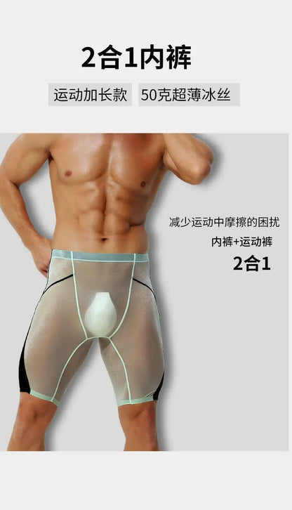 Sexy Sheer Men Elastic Underwears Sports Sexy See Through Ultra Thin Shorts Briefs