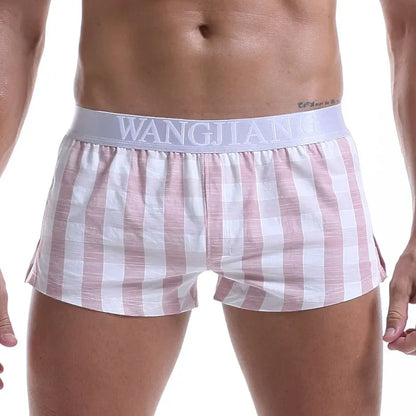 Men Cotton Boxers Shorts Loose Multicolor Male Plaid Underwear Homewear Comfortable Arrow Pants