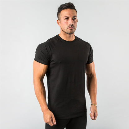 New Fashion Plain Tops Tees Fitness Mens T Shirt Short Sleeve Muscle Joggers Bodybuilding Tshirt Male Gym Clothes Slim Fit Shirt