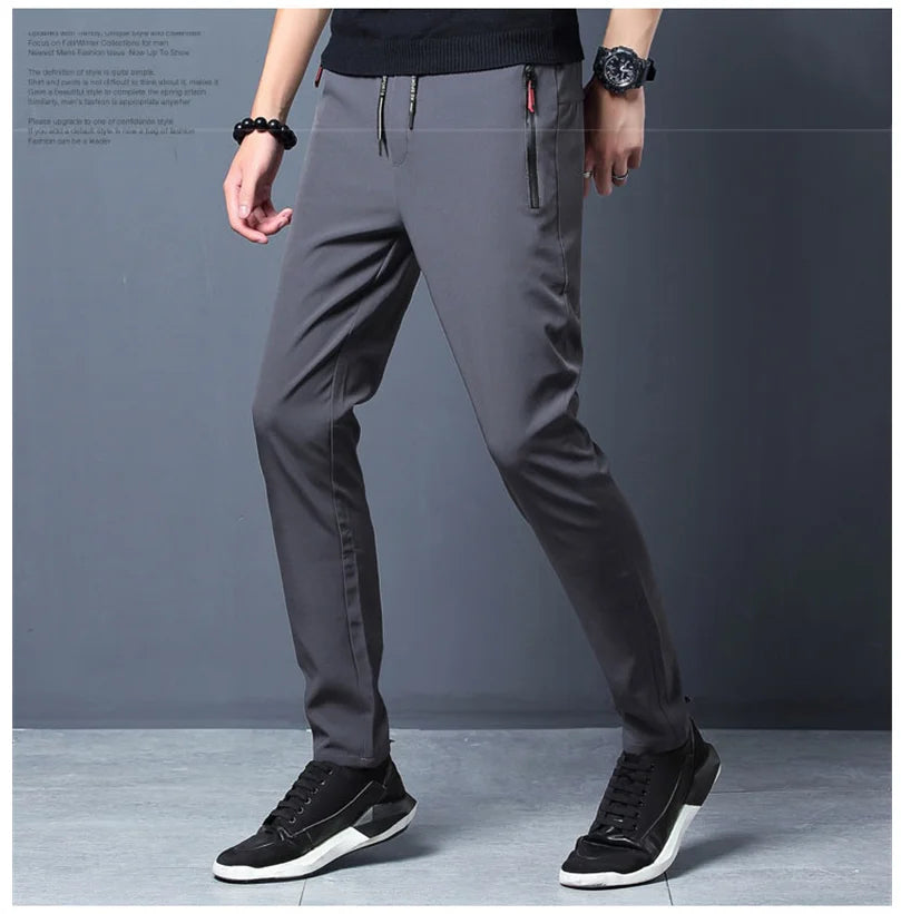 2024 Men's Running Pants Quick-Dry Thin Casual Trousers Sport Pants with Zipper Pockets Sportswear Running Jogging Sportpants