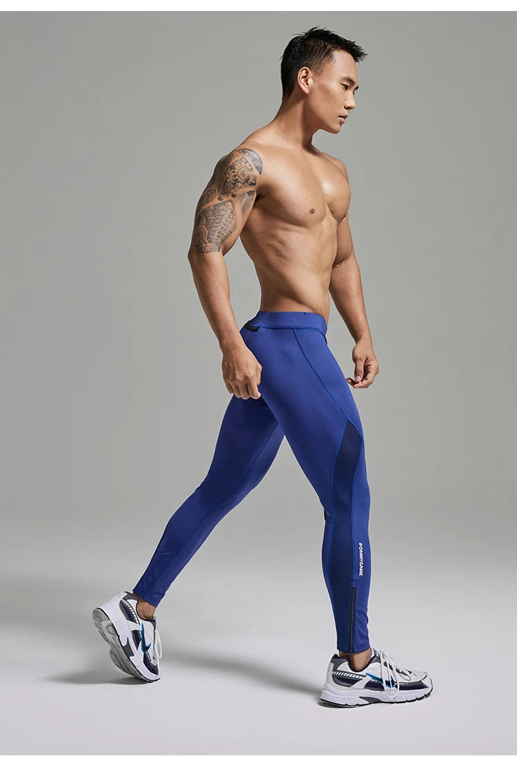 Men's Tight Fitness Running Pants Leggings Back Pockets Plus Size Training Joggers Sweat Trousers