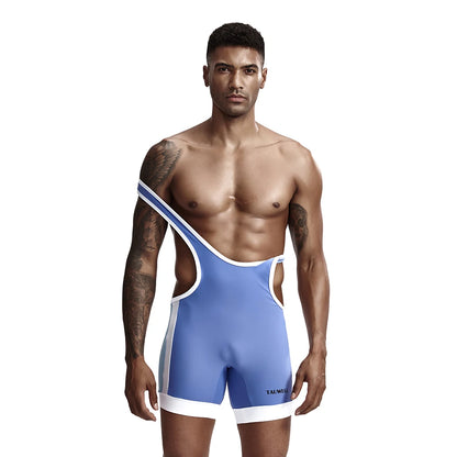 Men's Slim One Piece Bodysuit Shaper Wrestling Singlets Jumpsuits Sexy Underwear Bodywear Sports Bodybuilding Singlets Onesie