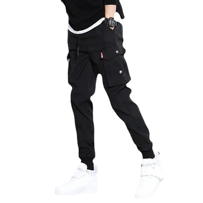 Running Classic Streetwear Casual Men Ribbons Harem Jogging Pants Male Slim Fit Spring Cargo Pants Multi-Pockets Women Trousers