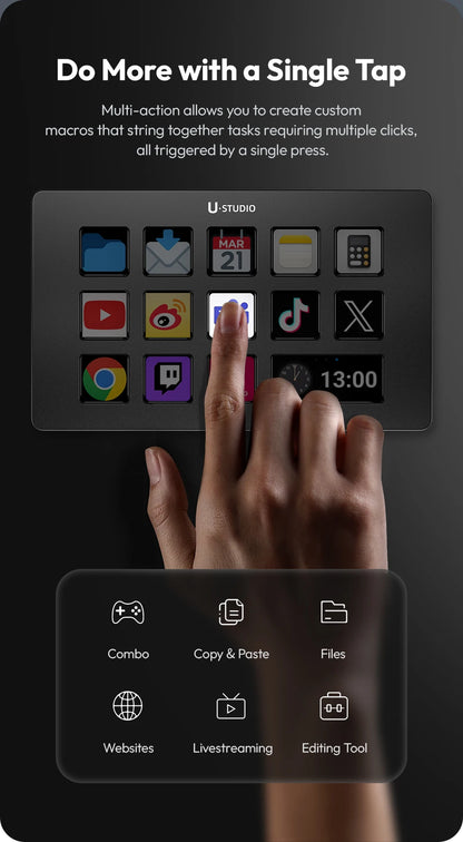 Ulanzi Stream Deck D200 Studio Controller 13 Macro Keys Trigger Actions in OBS Twitch YouTube and More for Mac PC Livestreaming