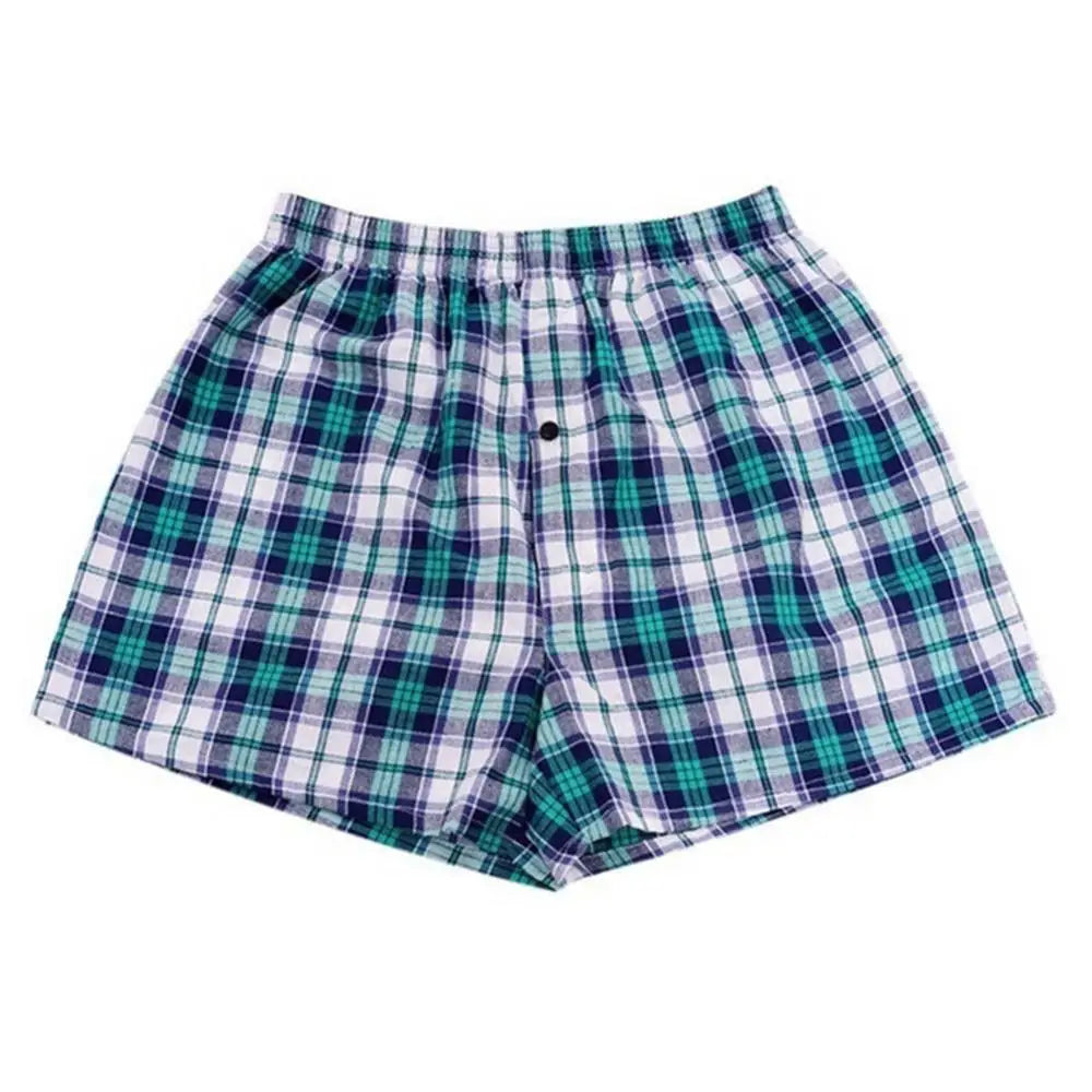 Men cotton arrow boxers casual elastic waist checkered underwear summer loose breathable beach underpants boxers shorts