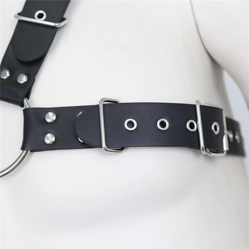 Leather Chest Crossed Harness Belts Fetish Gay BDSM Body Straps Goth Punk Fashion Harness Clothing Sexual Sissy Lingerie for Men