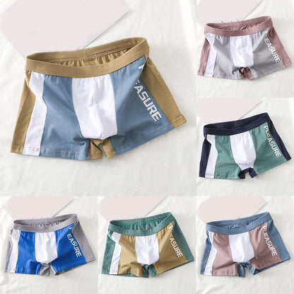 Men Boys 100% Cotton Breathable U Convex Pouch Boxer briefs