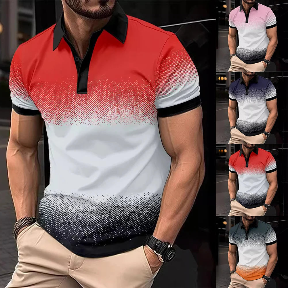 Mens Casual Short Sleeve Tops Button V-Neck Muscle Fitness Workout Blouse Tee