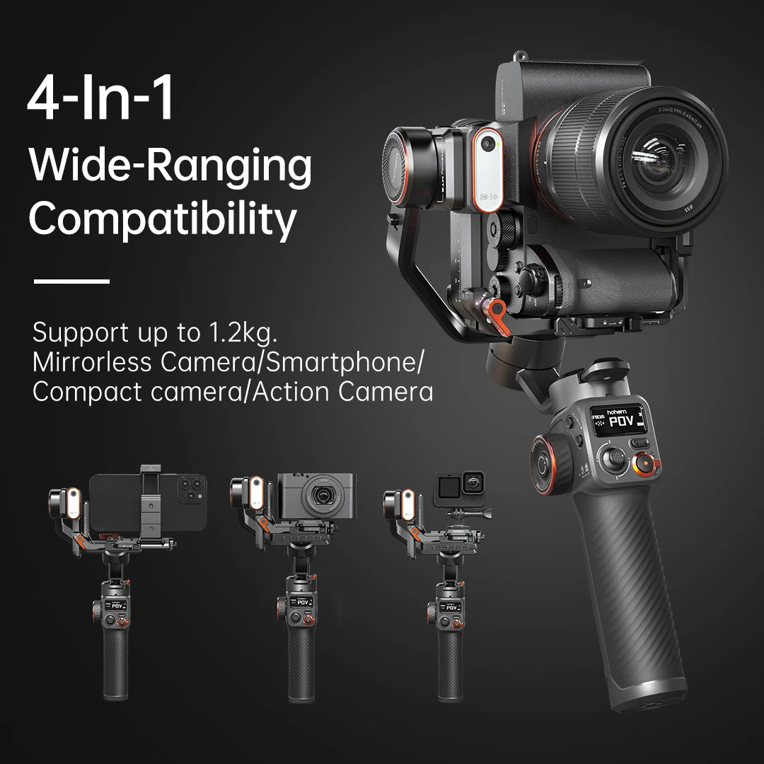 Hohem iSteady MT2 Kit for Mirrorless Camera Action Camre Smartphone, Stabilizer for Sony/Nikon/Canon, 3 Axis Gimbal Load 1.2kg